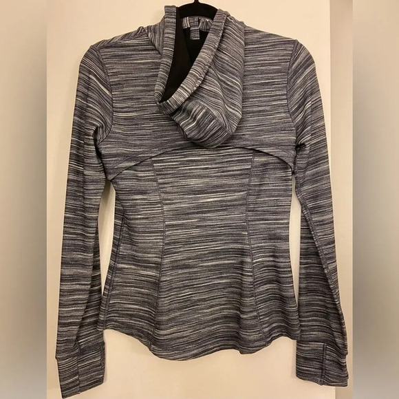 Lululemon Hooded Define Jacket Nulu Heathered Black & White Size 8 - Picture 4 of 9